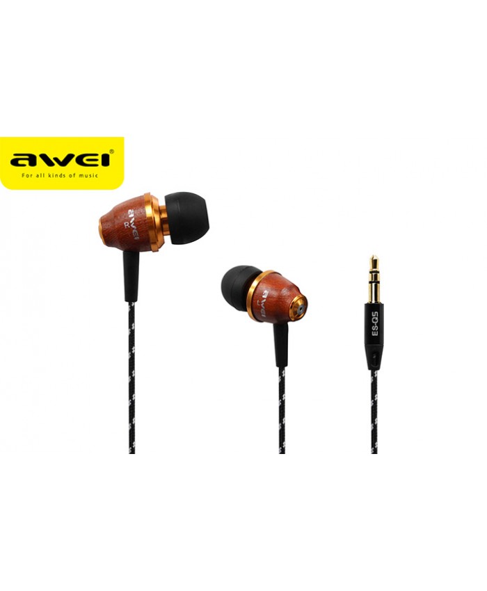 Awei ESQ5 Excellent Wooden In-ear Headphones Earphones Headset